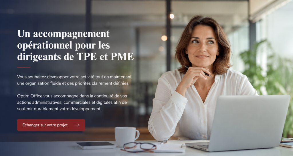 Dirigeante de TPE ou PME préparant le développement de son activité dans un bureau moderne, illustrant l'acc
