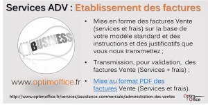 ADV : services d'établissement des factures vente Administration des ventes : établissement des factures
