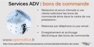 ADV : Réalisation des démarches d'obtention des bons de commande