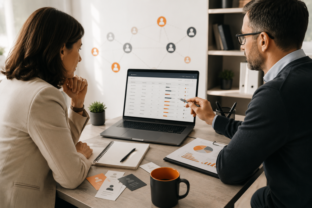 Professionnelle structurant sa démarche commerciale pour compléter les recommandations et développer son activité de façon plus prévisible.