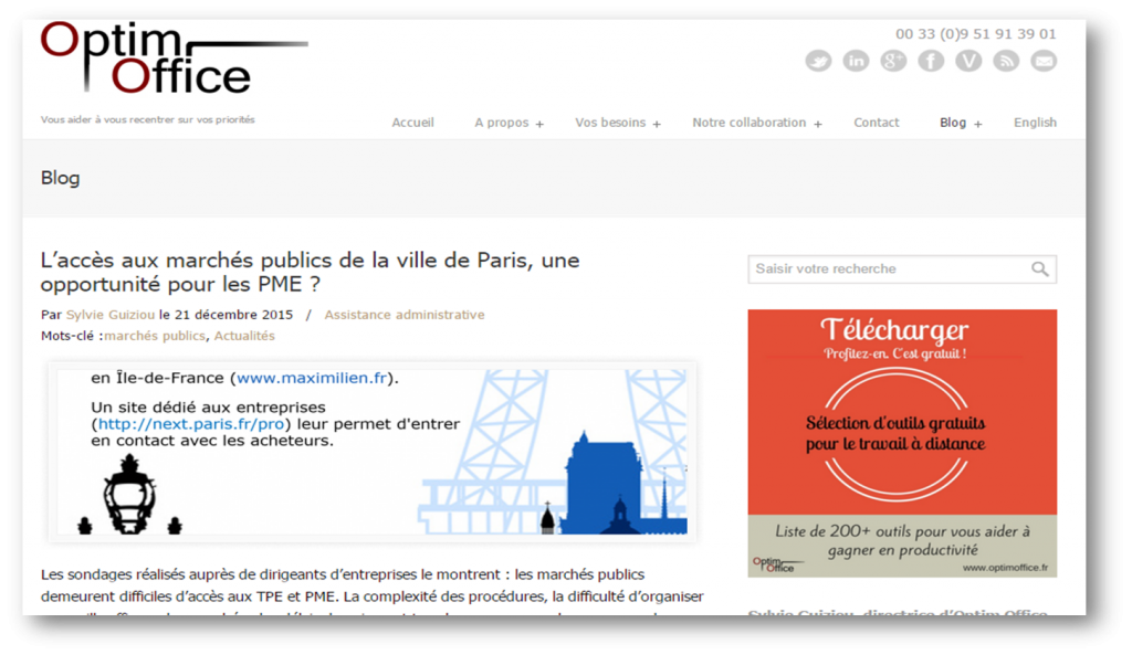 Blog Optim Office en décembre 2015 blog Optim Office hébergé par WordPress